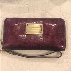 Wallet with strap/ maroon color